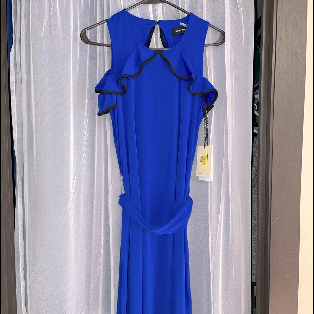Ivanka Trump blue cold shoulder dress